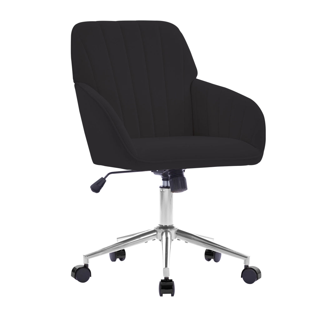 Sedia da ufficio ergonomica nera in velluto