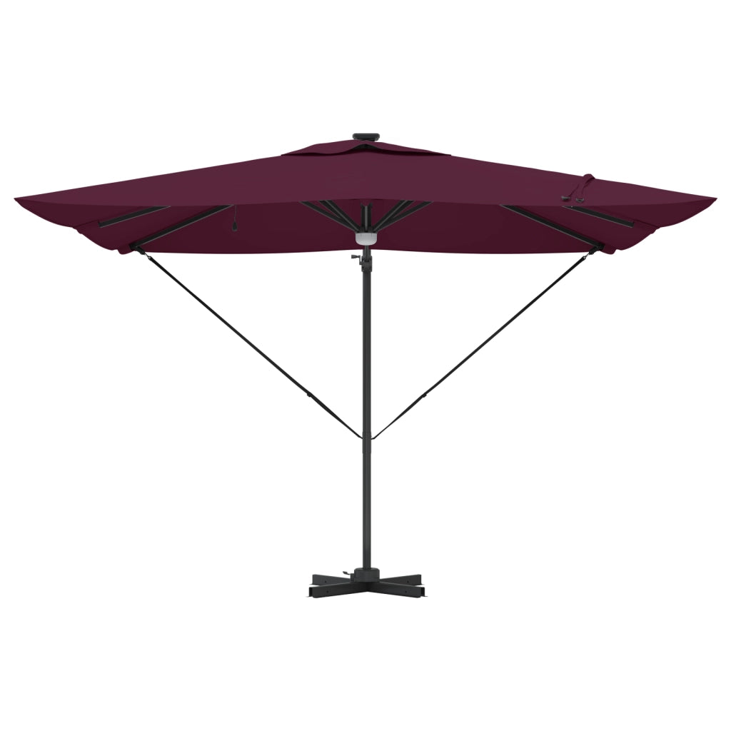 Ombrellone a sbalzo Roma con LED Borgogna 286x285x270 cm Alluminio