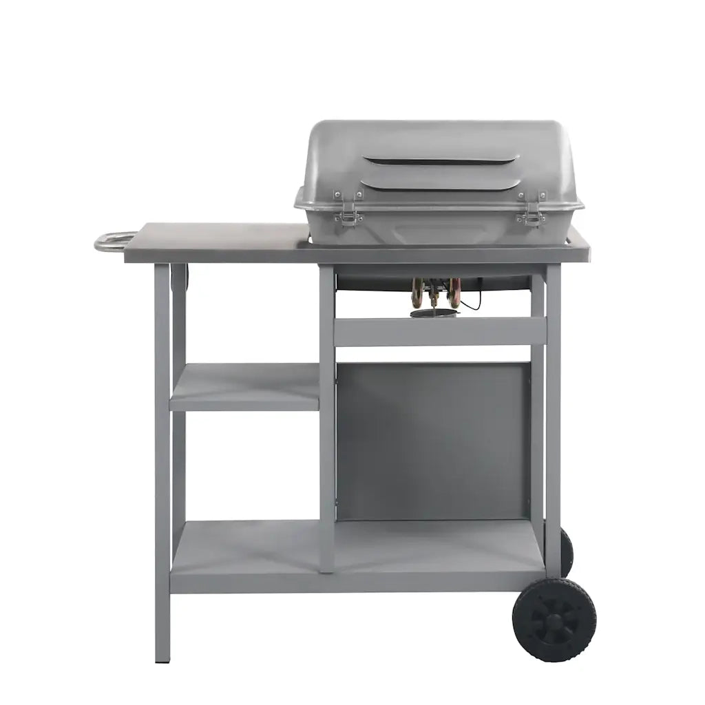 Barbecue e Griglia a Gas con 3 Ripiani e Tavolinetto Argento CFW6219895