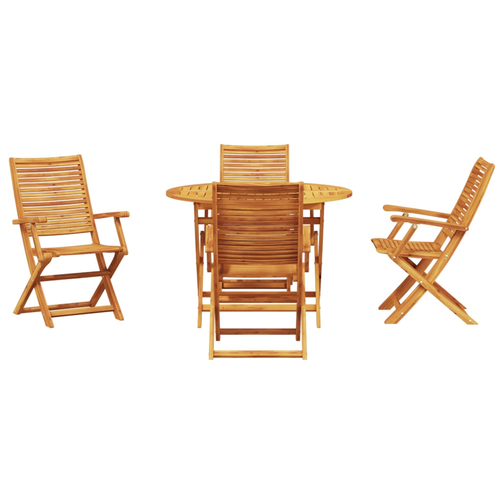 Set da pranzo da giardino 5 pezzi in legno massello di acacia