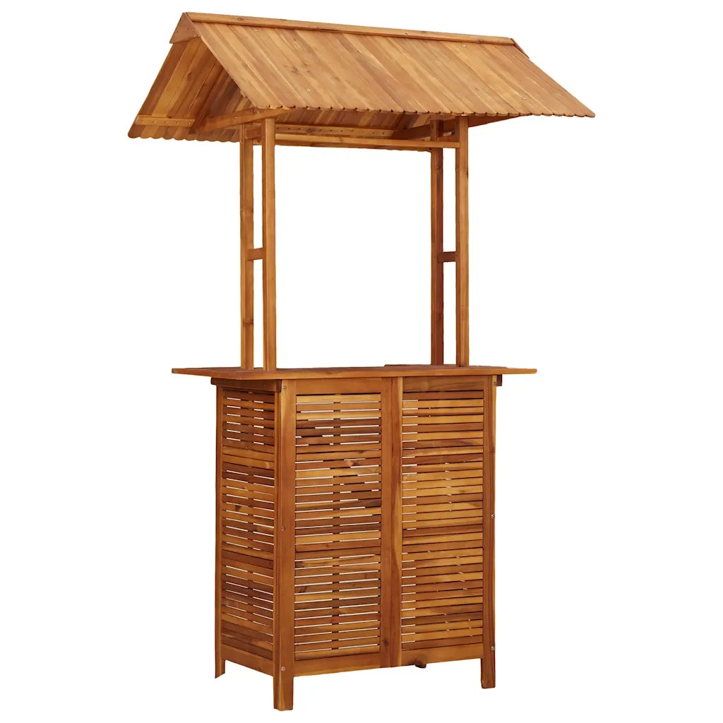 Tavolo Bar Esterno con Tetto 113x106x217cm Massello di Acacia 45909