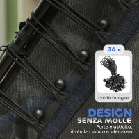 Tappeto Elastico per Bambini con Ingresso a Cerniera e Pali Imbottiti, in Acciaio, PP e EPE, Ø163.5x190 cm, Blu