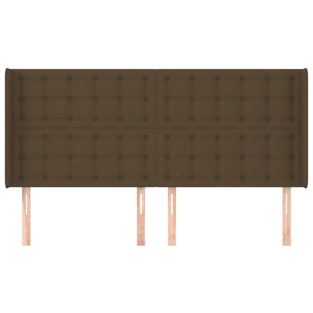 Testiera ad Orecchio-Testata con Orecchie Marrone Scuro 203x16x118/128 cm in Tessuto 501290