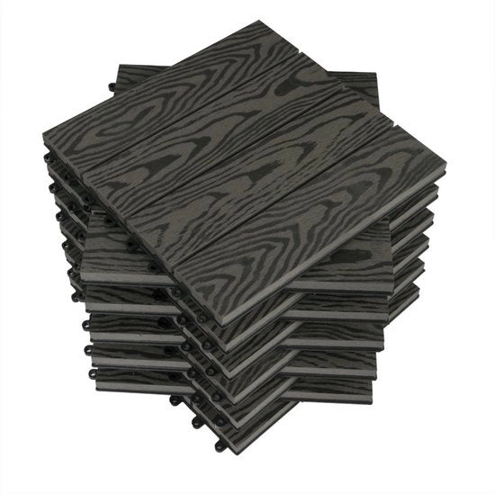 Tegoli per giardino - sistema a clic - facile da installare - robusti e duraturi - facili da mantenere - grigi - 30x30x2 cm