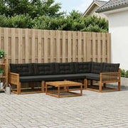 Set di divani da esterno con cuscino 6 pcs Naturale e Nero