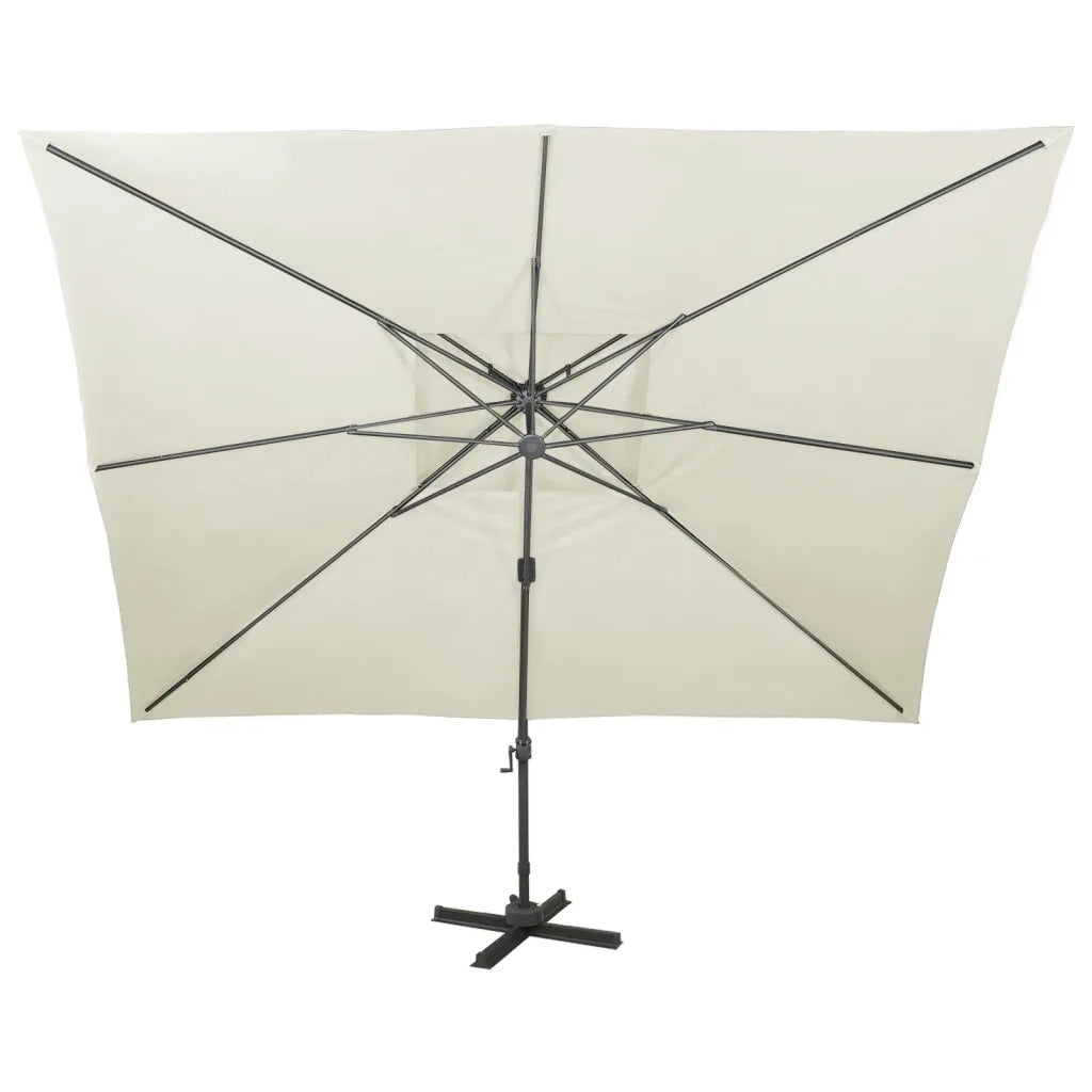 Ombrellone a Sbalzo con Doppia Copertura 400x300 cm Sabbia