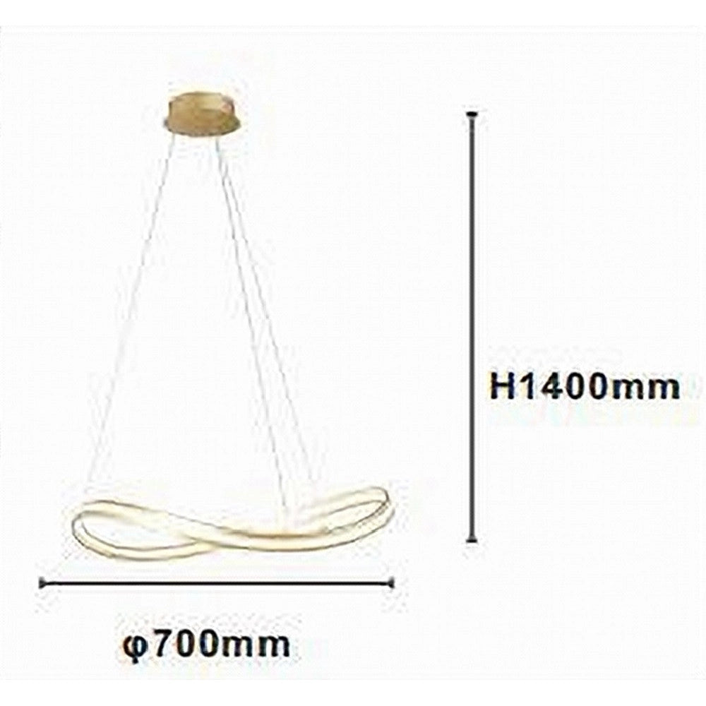 Trade Shop - Lampadario Led Moderno A Fiocco 100w Lampada A Sospensione Luce 4000k 70cm Oro 33412 -