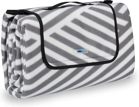 Pavillone da picnic XXL a strisce grigio-bianche 200 x 200 cm con isolamento termico e impermeabilità, ripiegabile