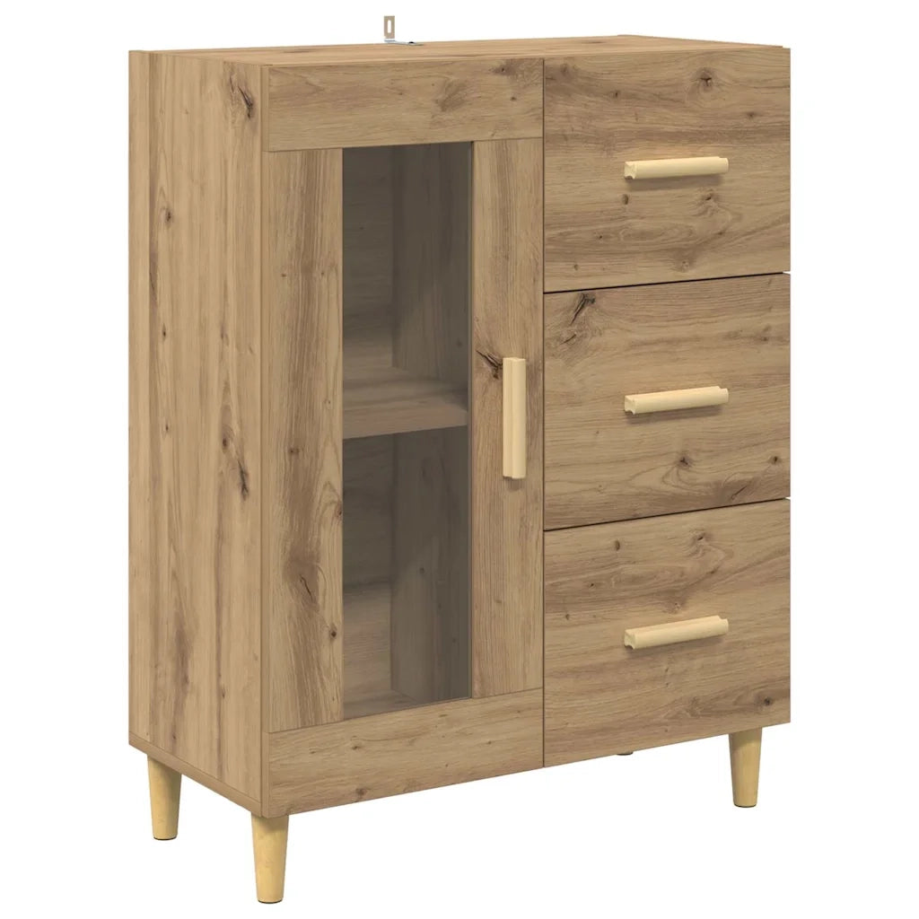 Credenza con Cassetto-Buffet-Armadio da cucina Rovere artigianale 69,5 x 32,5 x 180 cm 833162