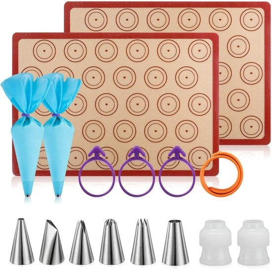 Matrice per biscotti in silicone - 42 x 295 cm - con rivestimento antiaderente - inclusa la confezione con 6 bocchette, 2 sacchetti, 3 attacchi di sacchetto, 2 connettori e 1 cintura di chiusura