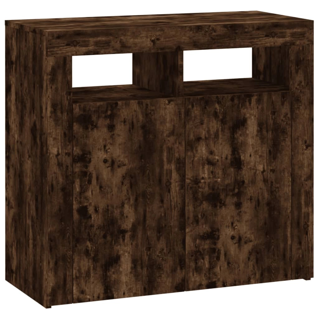 Credenza cassettiera armadio mobile contenitore organizer per cucina soggiorno salotto con luci LED 80 x 35 x 75 cm marrone 02_0029892