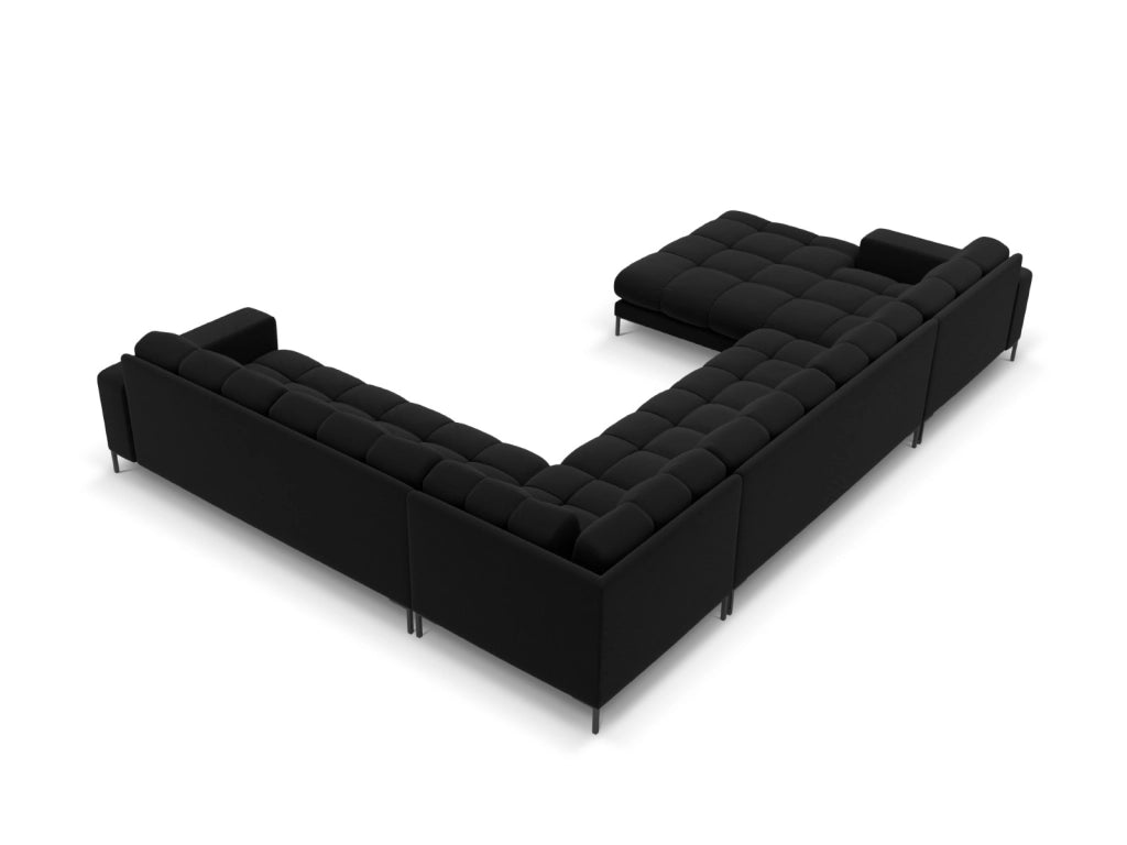 Cosmopolitan Design - Divano panoramico destro "Bali" 7 posti in velluto nero 