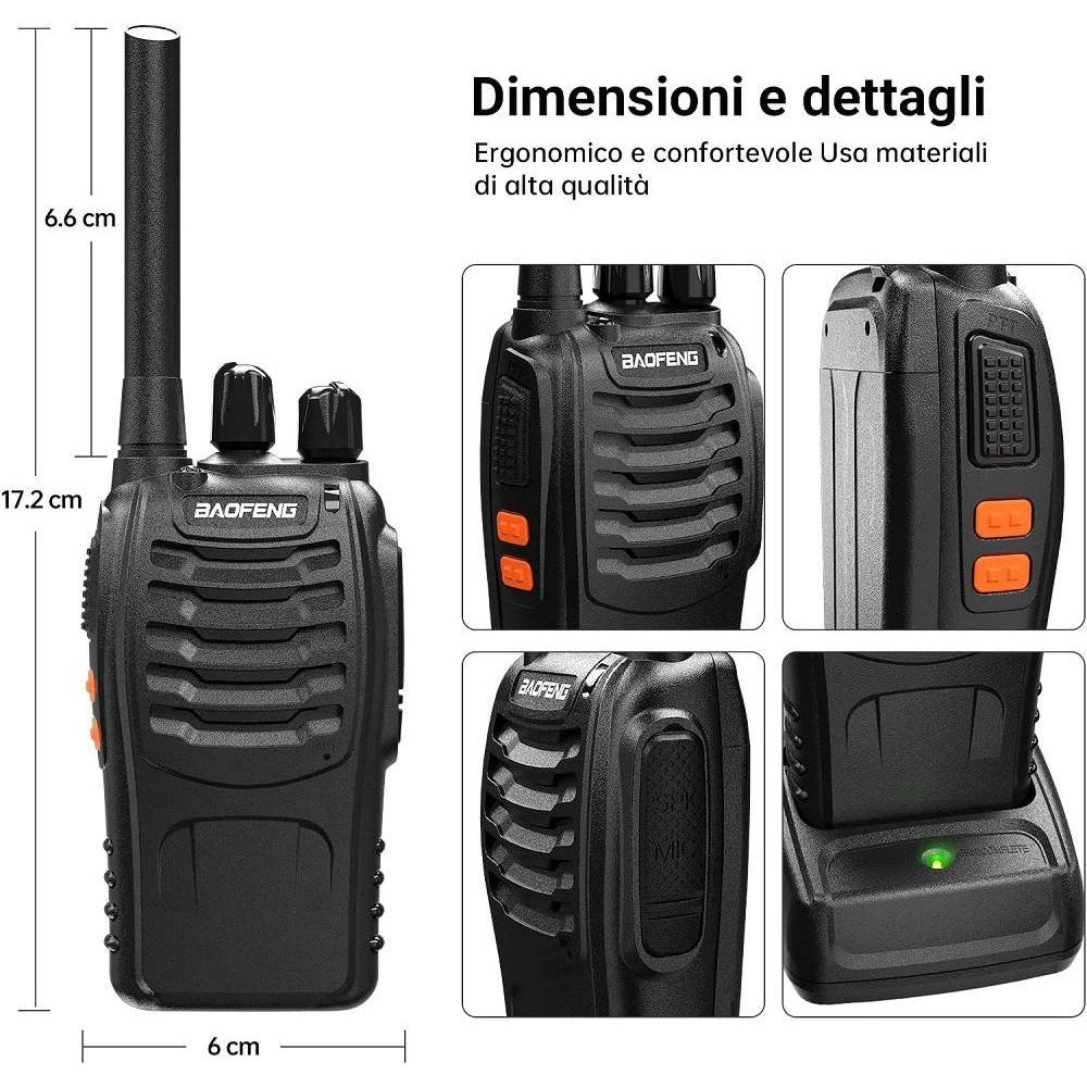 Trade Shop - Coppia Ricetrasmittente Walkie Talkie Portatile 16 Canali 3.7 V 400 - 470 Mhz -