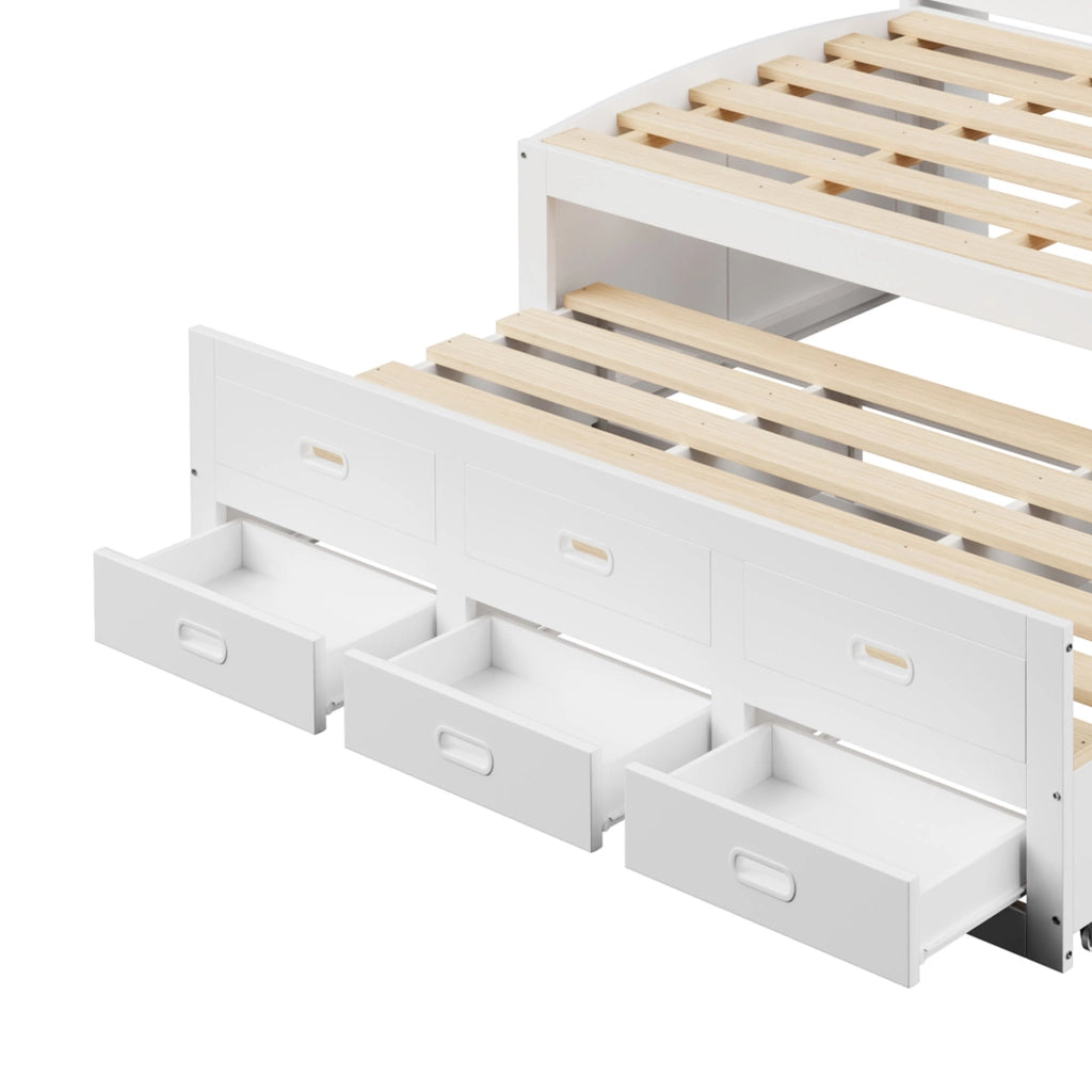 DESMIU Letto divano 90 × 200 cm 1 posto con LED, 3 cassetti, USB e Type-C, senza materasso, bianco