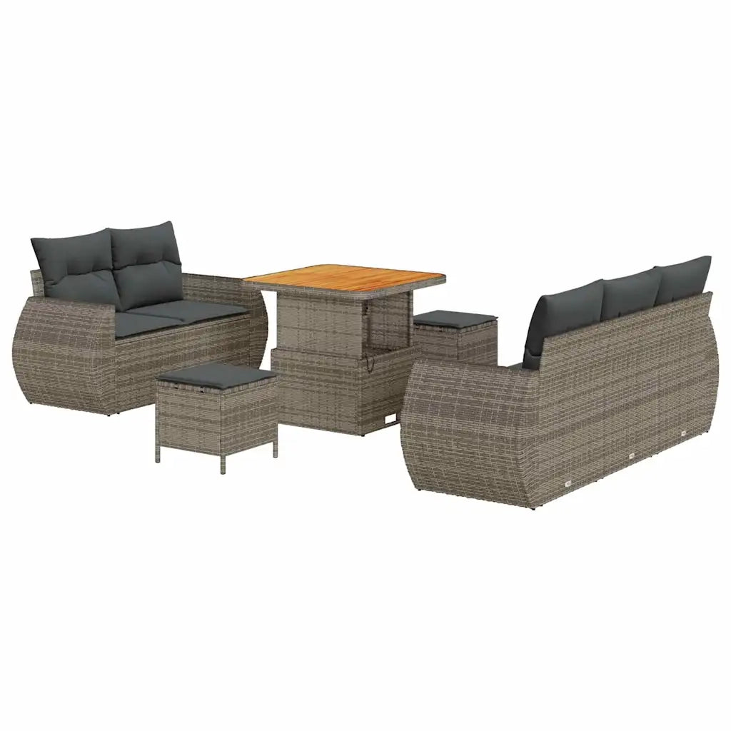 Set Divano da Giardino 8 pcs Grigio polyrattan 3361818