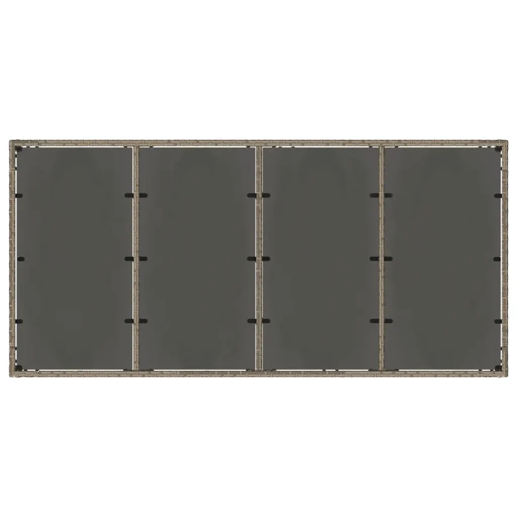 Tavolo da Giardino Piano in Vetro Grigio 190x90x75cm Polyrattan 365594