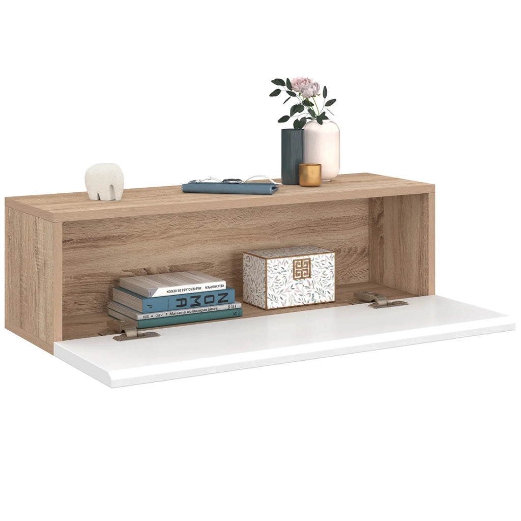 IDMarket - Set di 2 scaffali a parete ELYOS a 1 anta in legno e bianco