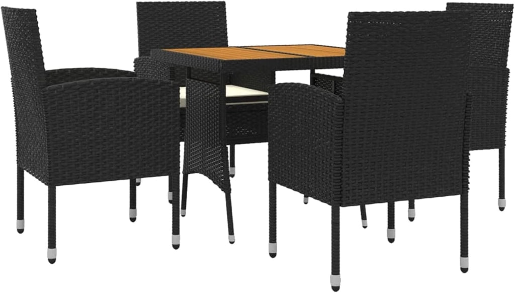Set da pranzo da giardino 5 pezzi, tavolo e sedie terrazza, set tavolo e sedie da giardino, set di mobili da giardino, set di terrazza, rattan sintetico nero
