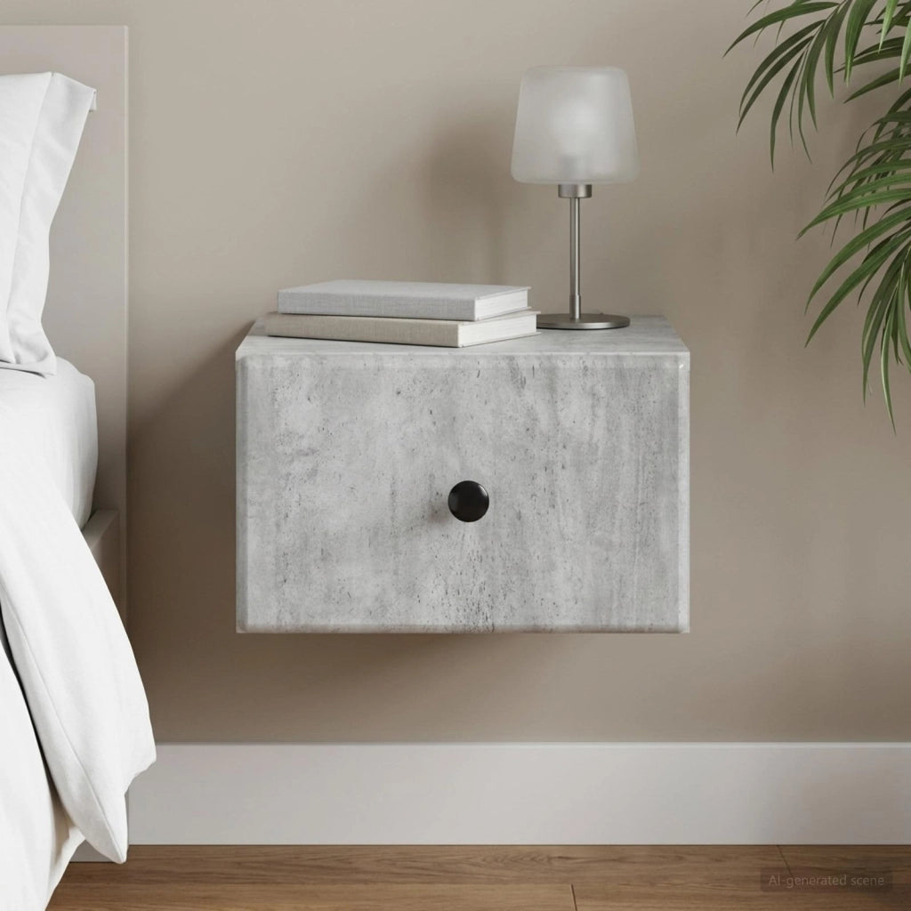 Mobiletto da notte a muro Grigio Cemento 34,5 x 33 x 20 cm 899111