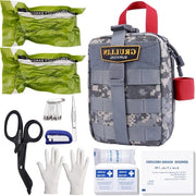 Kit di Emergenza Tattico Medio per Campo Esterno Kit di Primo Soccorso per Avventura, Caccia, Campeggio, Escursioni e Viaggi in Camuffamento Grigio Scuro