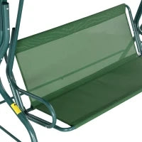 Dondolo 3 Posti con Tettuccio Regolabile e Cuscini, in Acciaio e Poliestere, 170x110x153 cm, Verde e Bianco
