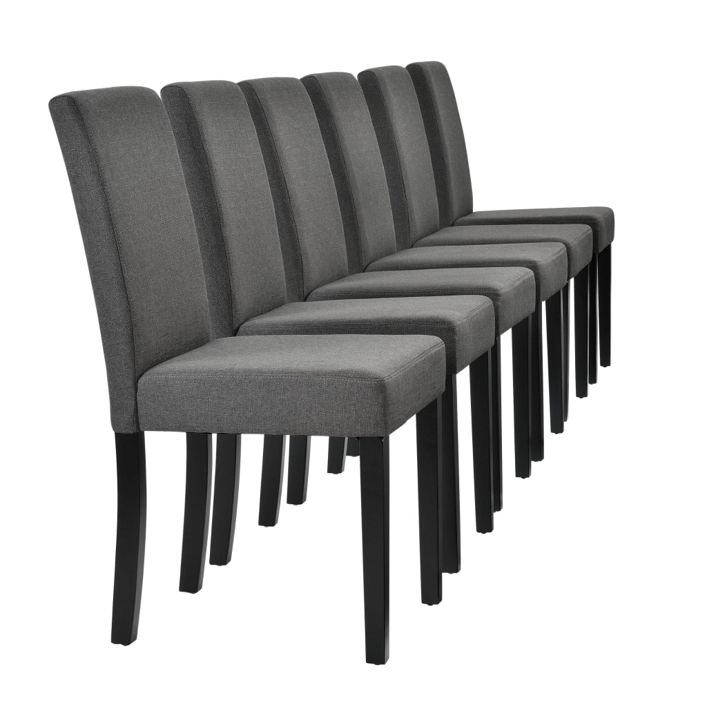 Tavolo da pranzo (bianco) + 6 sedie da pranzo in grigio scuro - 140x90cm 03_0004237