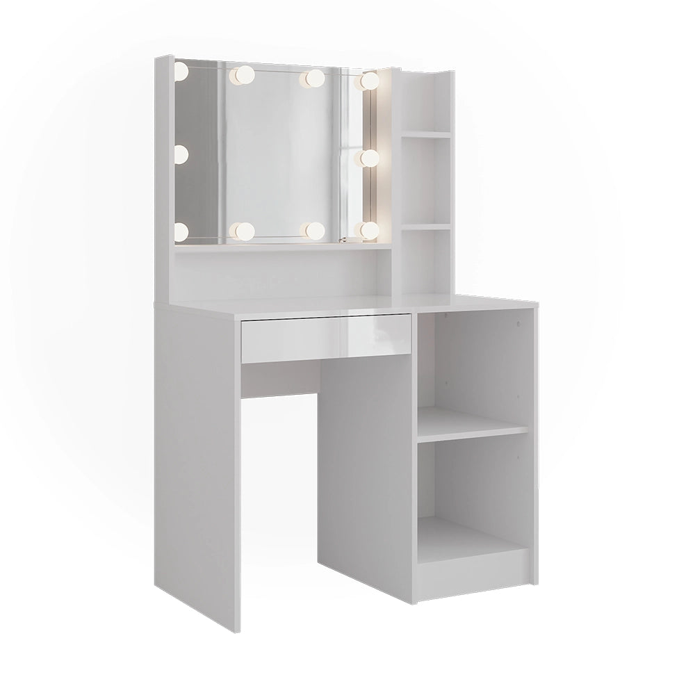 Vicco Tavolo da toeletta Bianco/bianco lucido 89.8 cm 4 parti
