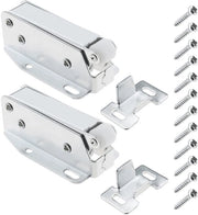 Pompa per apertura a tocco per porte e cassetti - Ideale per cucina e camera da letto - Argento - Apribile a tocco - Perfetto per porte e cassetti - 2 pezzi