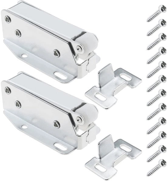 Pompa per apertura a tocco per porte e cassetti - Ideale per cucina e camera da letto - Argento - Apribile a tocco - Perfetto per porte e cassetti - 2 pezzi