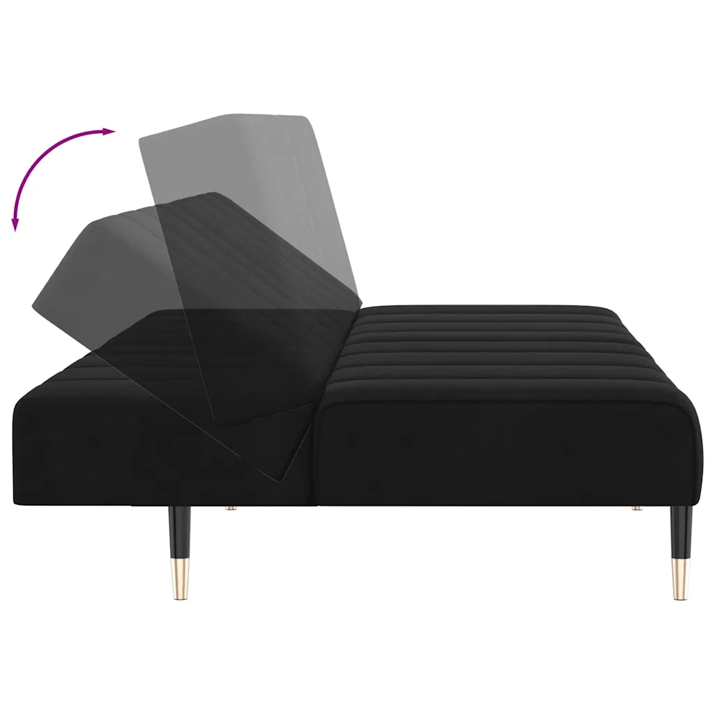 Divano Letto a 2 Posti Nero in Velluto 375880