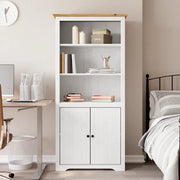 Libreria-Scaffale per Libri-Mobile di Stoccaggio BODO 82x40x173 cm Legno Massello Pino Bianco e Marrone