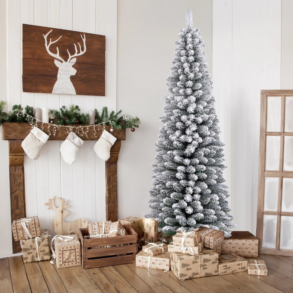 Albero di Natale artificiale da 180cm, Albero di Natale imbiancato con 460 rami supporto metallico pieghevole Verde-Alberi di Natale