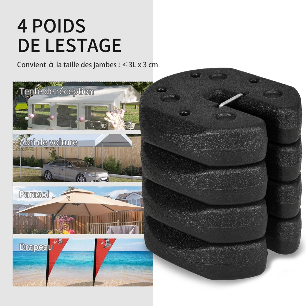 Set 4 Pesi Zavorra Circolari per Gazebo Tendone con Picchetti Rinforzo e Corda Trasporto HDPE ¨C Xylo