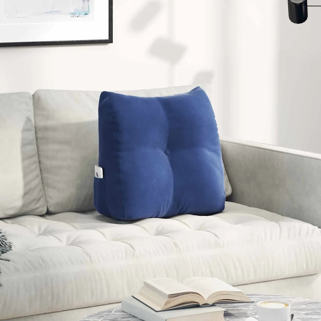 Cuscino per Schiena | Cuscino dorsale Blu Polizia 45 x 24 x 50 cm Velluto