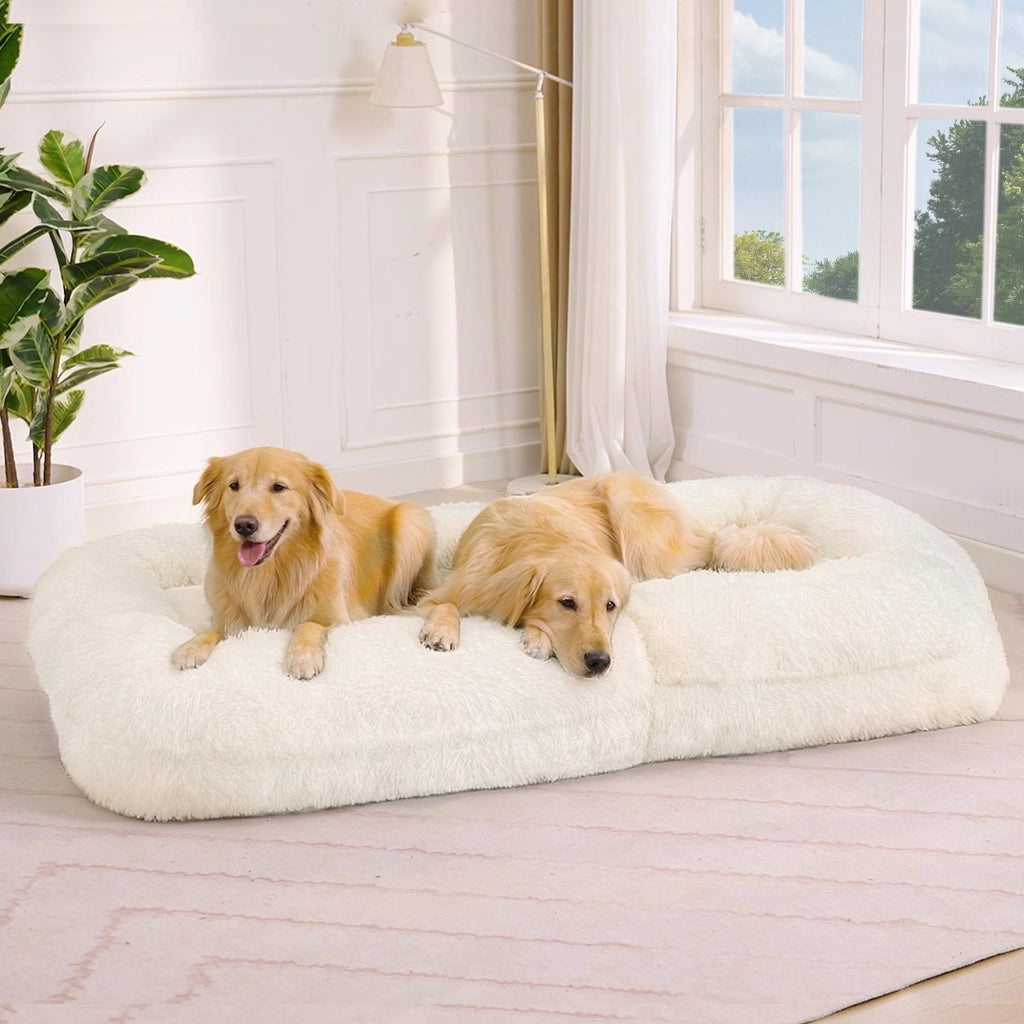 Poltrona da Gaming Pieghevole ¨C MINIMAL ¨C Beige, Tessuto Peluche, 5 Posizioni