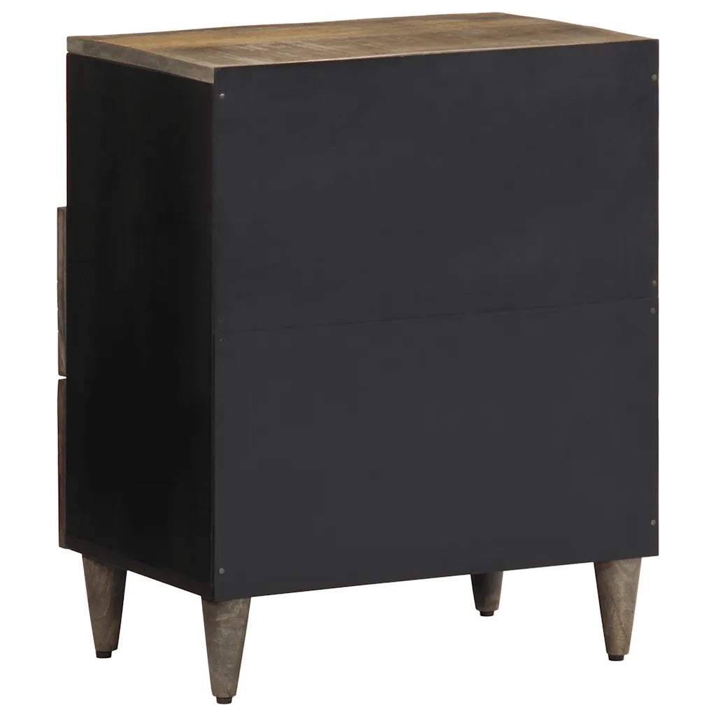 Comodino | Armadio da Notte | Mobiletto da notte Grigio Chiaro 50x33x60 cm in Legno Massello di Mango