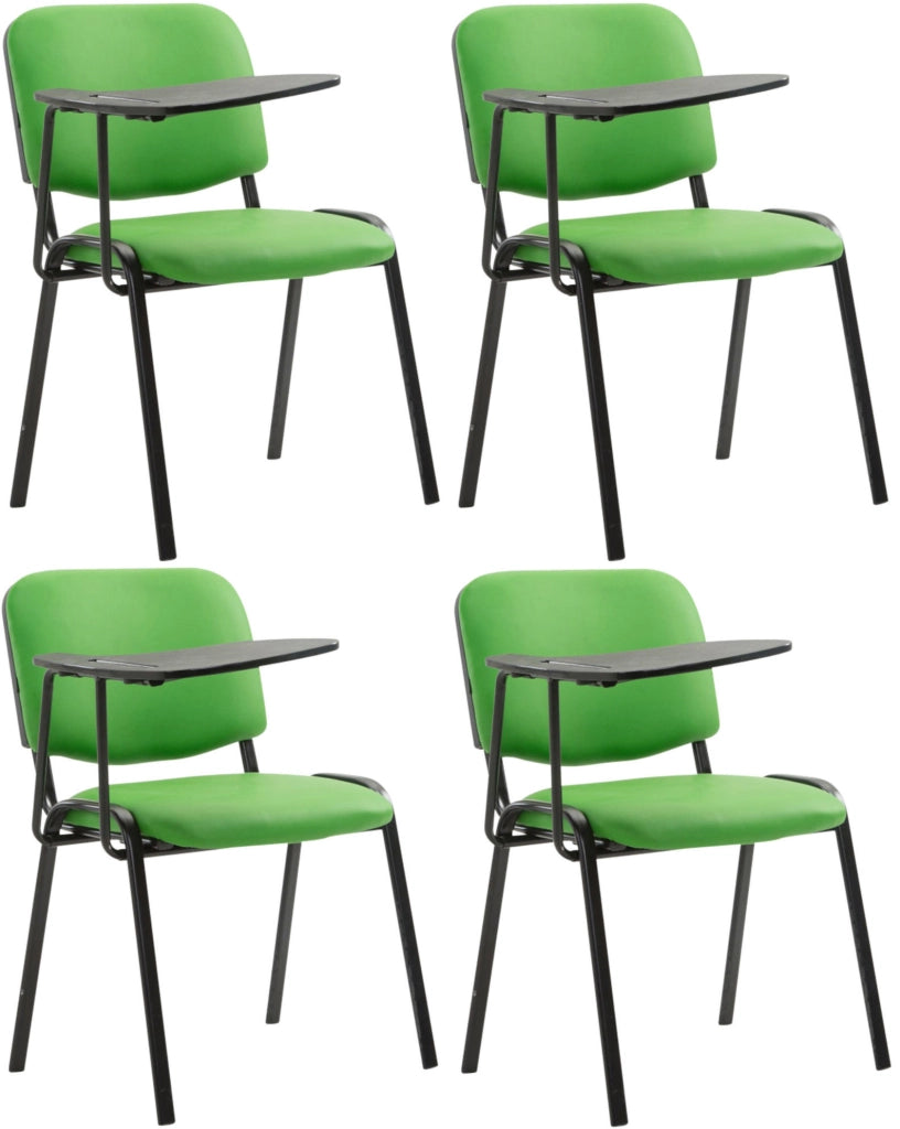 Set di 4 sedie Ken con tavolo pieghevole in similpelle verde
