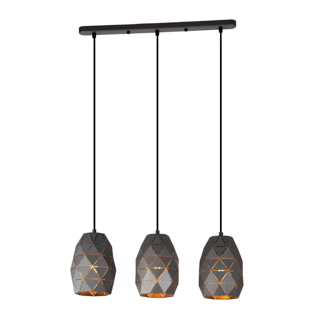 Lampadario Italux Harley 3 luci grafite oro E27 moderno