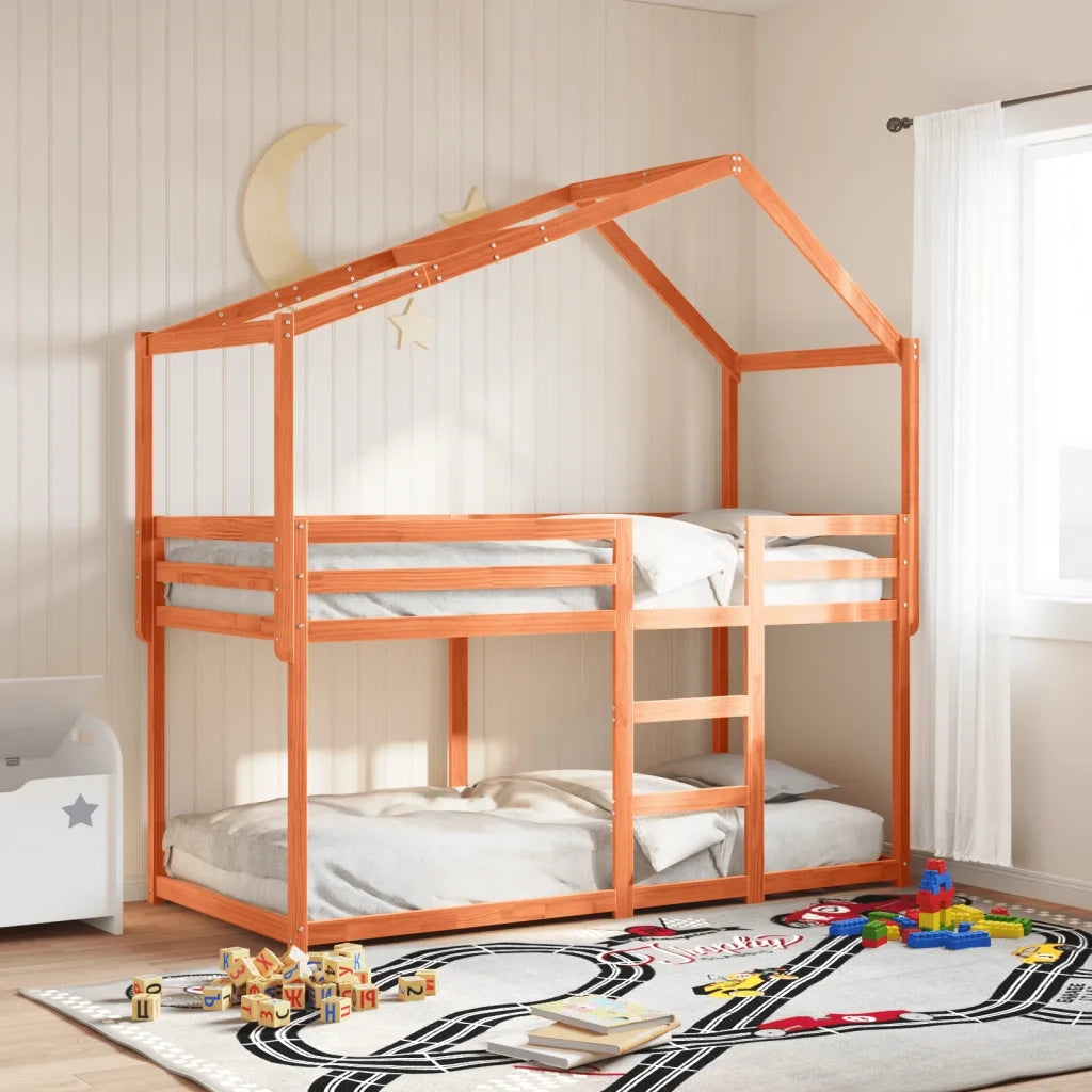 Letto singolo | Letto per adulti | Letto a Castello con Tetto Cera 80x200 cm Legno Massello Pino