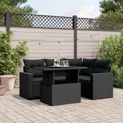 Set Divani da Giardino 5 pz con Cuscini in Polyrattan Nero 3267245