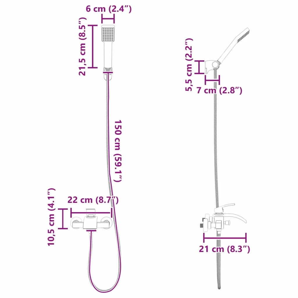 Set di doccia con soffione Nero G 1 / 2 pollici CFW7579056