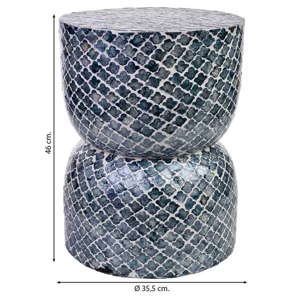 Sgabello in legno e capiz grigio d35,5x46h cm