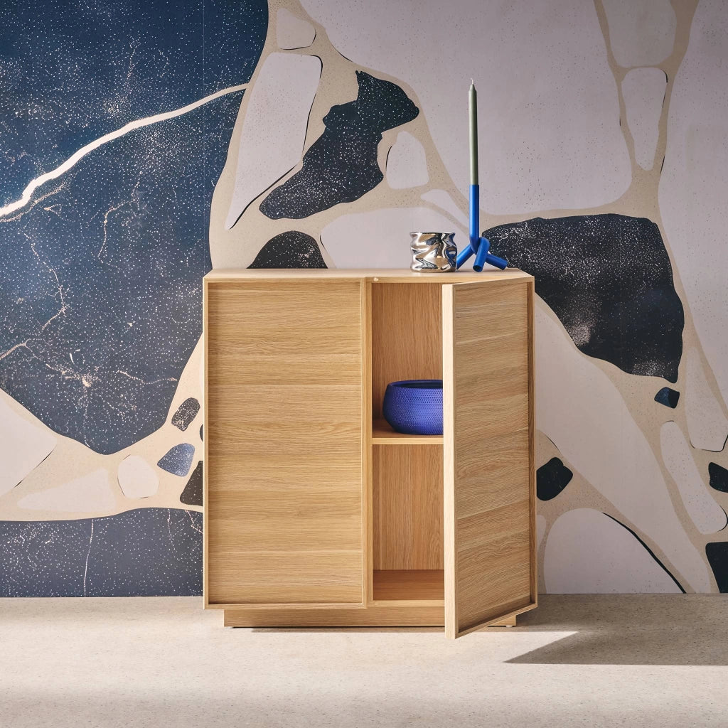 Credenza effetto legno 2 ante 80 cm, marrone naturale