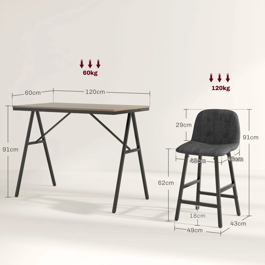 Tavolo da pranzo allungabile con 4 sedie imbottite ¨C zephmum ¨C grigio scuro, effetto lino