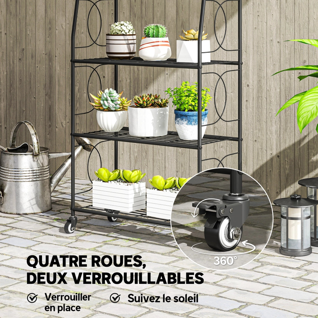 Libreria a 4 Ripiani in Metallo con Ruote ¨C Zephmum ¨C 67x29x114 cm Nero
