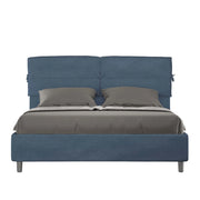 BS COM Letto matrimoniale contenitore imbottito 160x200 microfibra blu