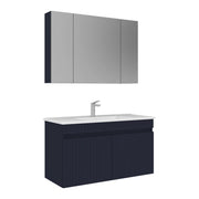 Set mobile lavabo con specchio (2 pezzi) "Tivoli 100" - 100 x 45 x 57 cm - Blu navy opaco