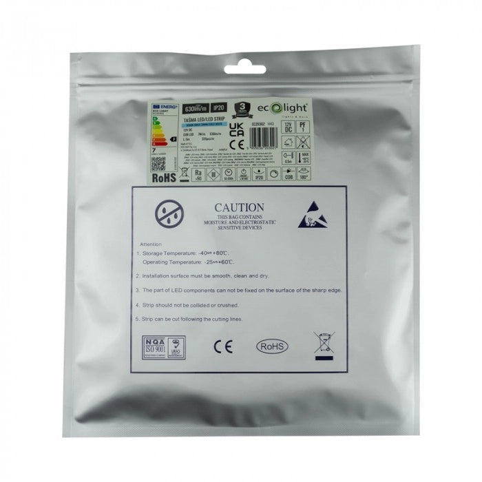 Striscia LED COB 320 7W/m 6000K 12V IP20 5m dimmerabile