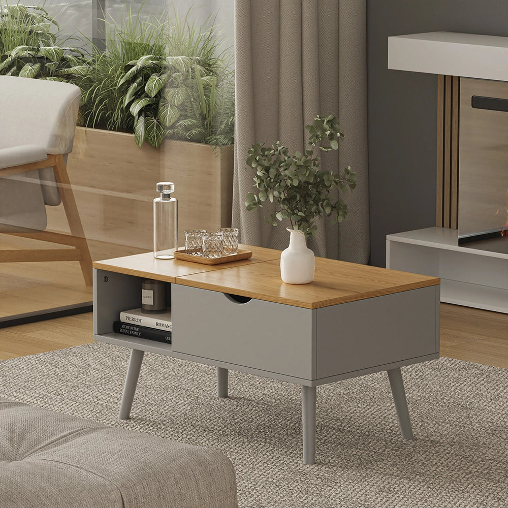 Vicco tavolino soggiorno Grigio 76 x 45 cm con funzione di sollevamento