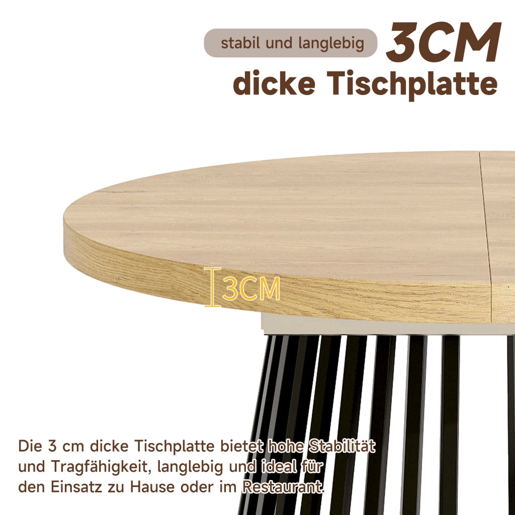Tavolo da Pranzo Allungabile 100-176 cm ¨C Xylo ¨C Rovere e Nero, per 4-8 Persone